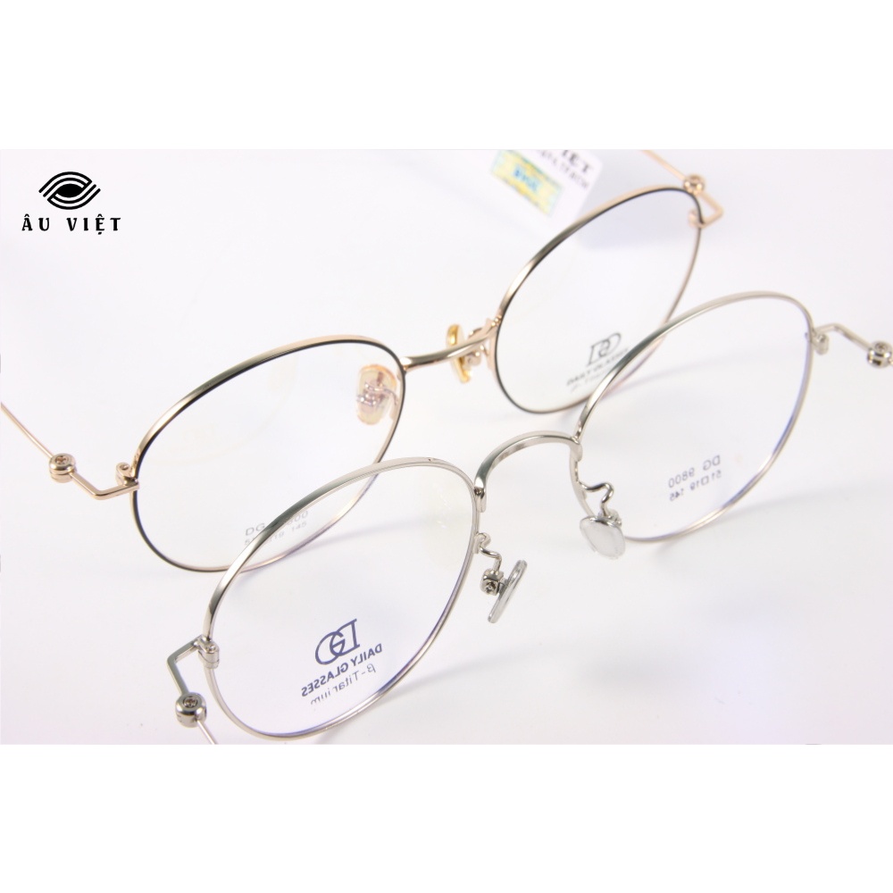 Gọng kính nam nữ kim loại titanium dáng tròn Daily Glasses DGA-9800 màu vàng/bạc Full box