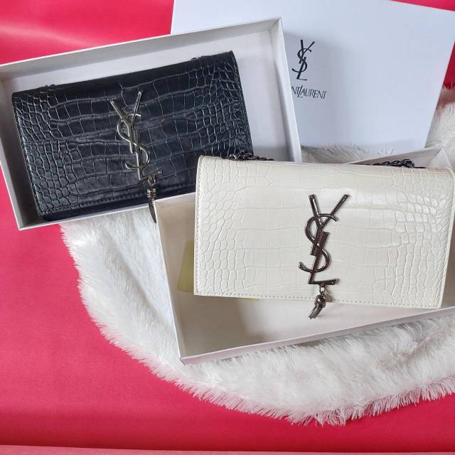 Túi Xách Màu Đen Os670 Ysl Croco Slempang Free Box Acc Sgt15C