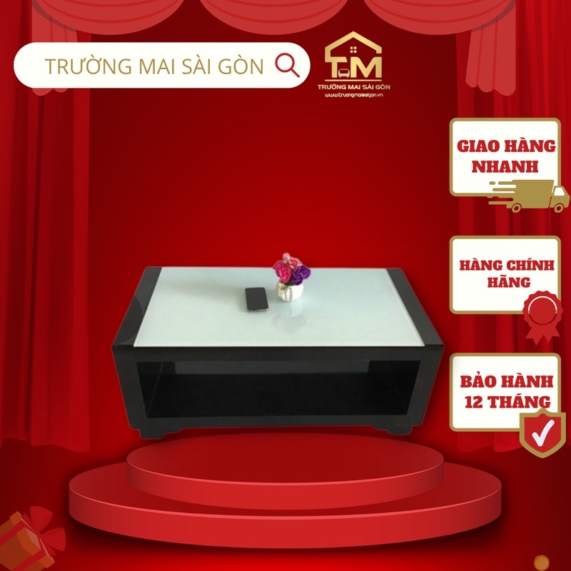 bàn trà sofa thông minh giá rẻ 100x50 chất gỗ chống ẩm mặt kính cường lực hiện đại Trường Mai Sài Gòn