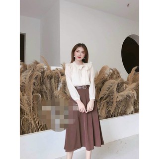 ÁO SƠ MI NỮ BÈO VAI CỔ NƠ CHÉO ĐIỆU ĐÀ