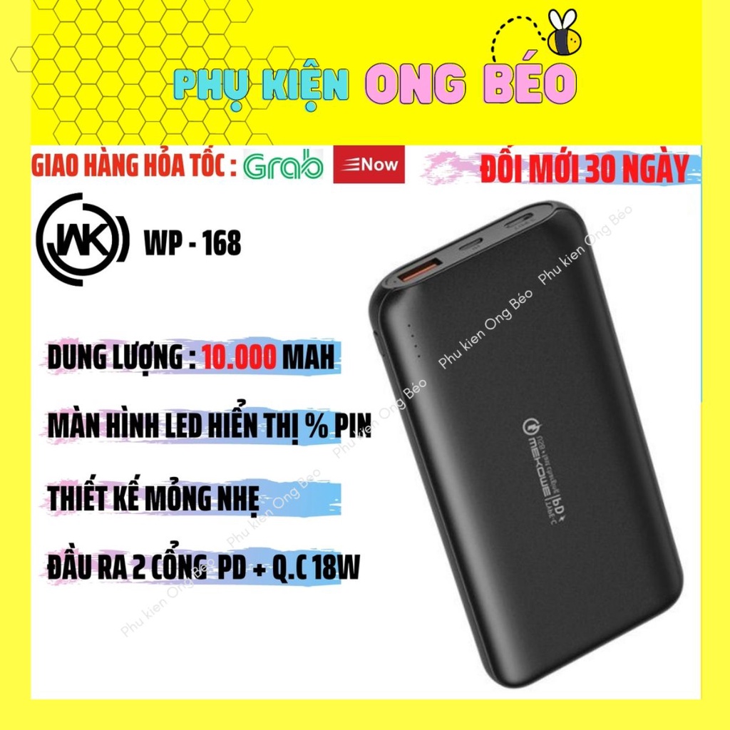 Sạc dự phòng Remax WP -187, Pin sạc dự phòng 18w Dung lượng 10.000mah - Beetech vn