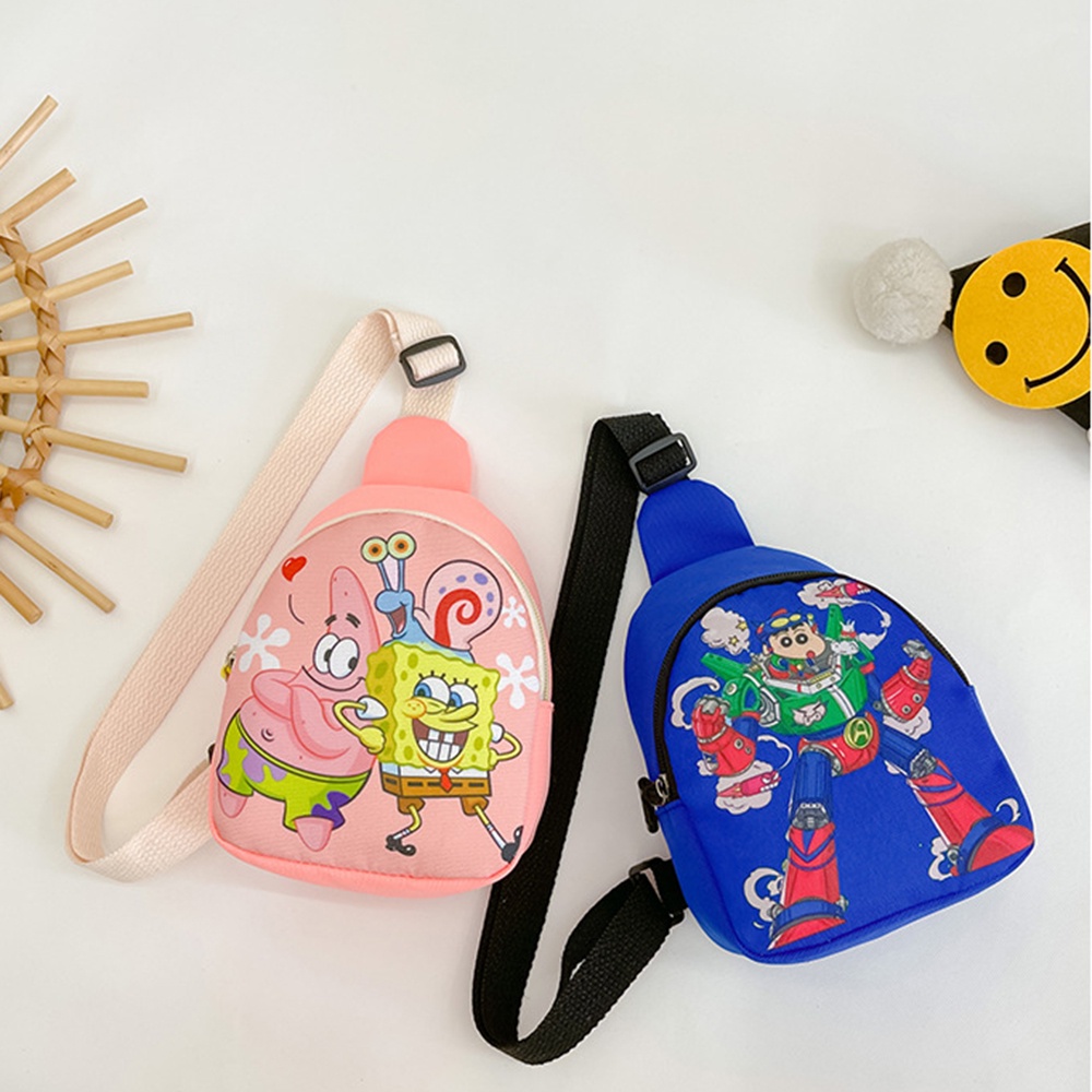 Túi Đeo Chéo Ngực In Họa Tiết Hoạt Hình SpongeBob Dễ Thương Cho Bé Trai + Gái