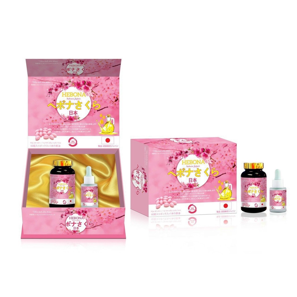 Hộp 2 lọ-Viên Tinh Dầu Thơm Hebona Sakura Japan Giúp Làm Thơm Cơ Thể Tự Nhiên, Sáng Đẹp Da, Cân Bằng Nội Tiết Tố