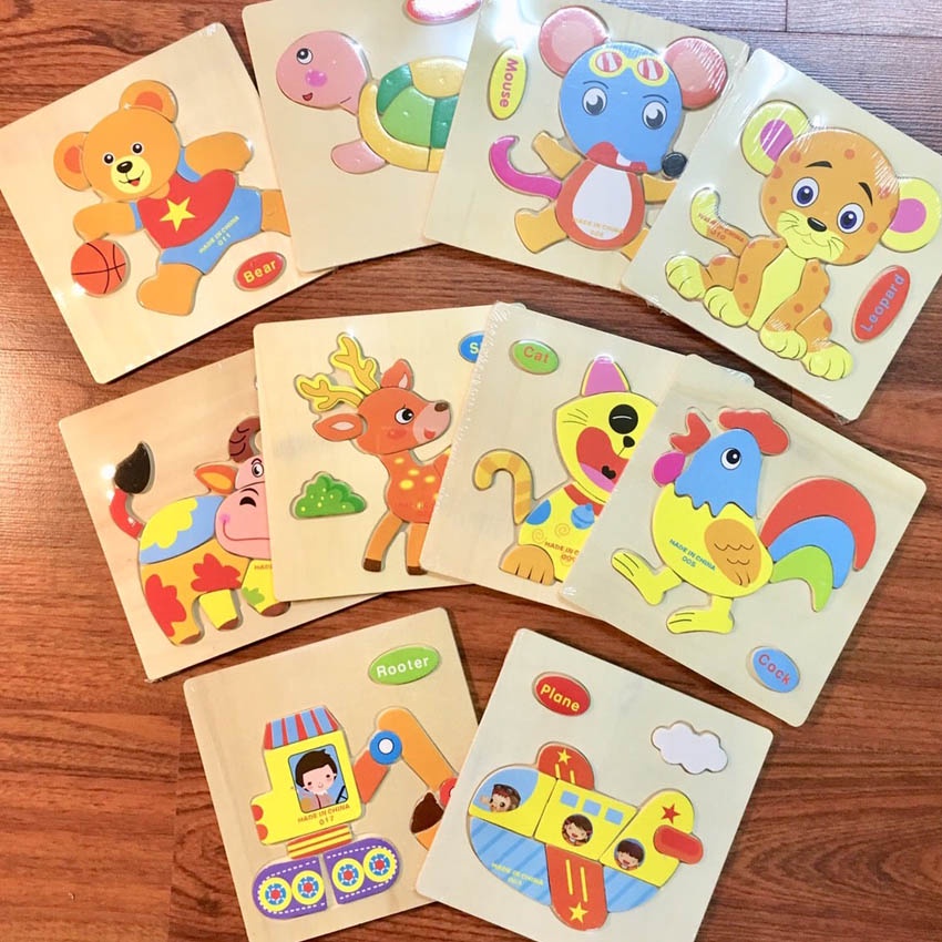 Đồ Chơi Xếp Hình, Lắp Ráp Tranh Ghép Gỗ 3D Nhiều Hình Ngộ Nghĩnh