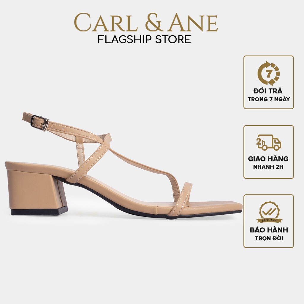 Carl &amp; Ane - Giày sandal cao gót phối dây quai mảnh cao 4cm màu nude _ CS011
