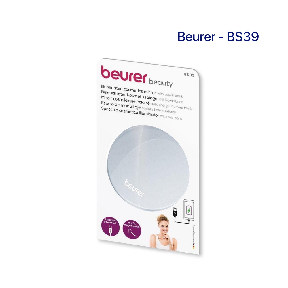 Gương trang điểm kiêm sạc điện thoại dự phòng BEURER BS39 chính hãng - Thiết bị y tế gia đình Medifa