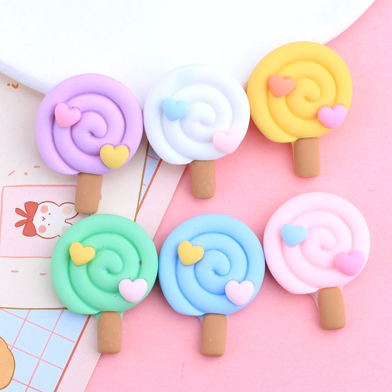 Set 10 Kẹp Tóc Hình Kẹo Mút Trái Tim Màu Sắc Ngọt Ngào Cho Điện Thoại Di Động