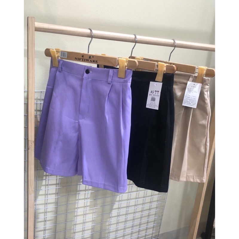 Quần Short Đùi KaKi NASU Unisex [FREESHIP] 🌸 Shorts ống rộng cạp chun trơn màu ĐEN | BE | TÍM Ulzzang 🌸 | BigBuy360 - bigbuy360.vn