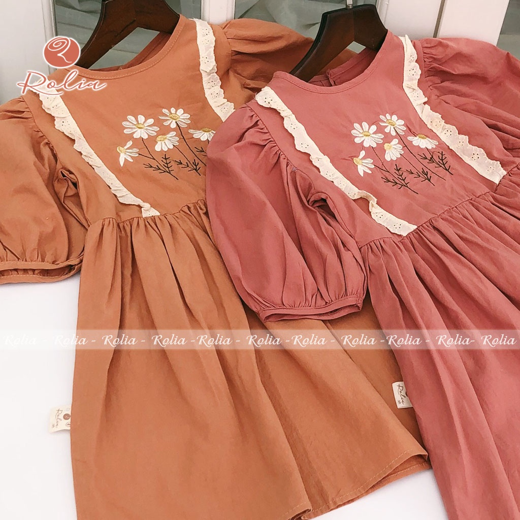 Váy bé gái thêu hoa ROLIA Clara Mi chất thô Hàn cao cấp, mềm nhẹ mát, lên dáng xinh đáng yêu VT106