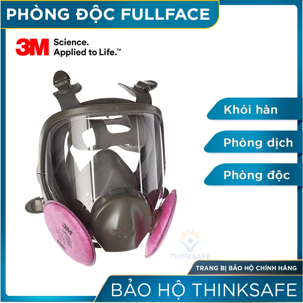 Mặt nạ phòng độc nguyên mặt 3M 6800 Thinksafe, sử dụng 2 phin lọc - mặt nạ lọc hơi hữu cơ vô cơ, khí độc, bụi, khói hàn