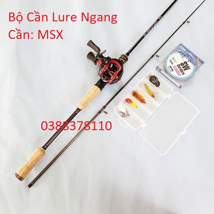 Bộ Cần Câu Lure Máy Ngang Cao Cấp MSX Tặng Kèm Dây Câu Lure Và Hộp Mồi BCM12-Ngang