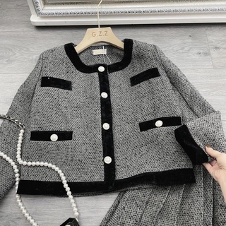Set ÁO KHOÁC DẠ PHA VIỀN NHUNG