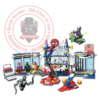 Bộ xếp hình Marvel Super Heroes mô hình lắp ráp phòng thí nghiệm của người nhện spiderman