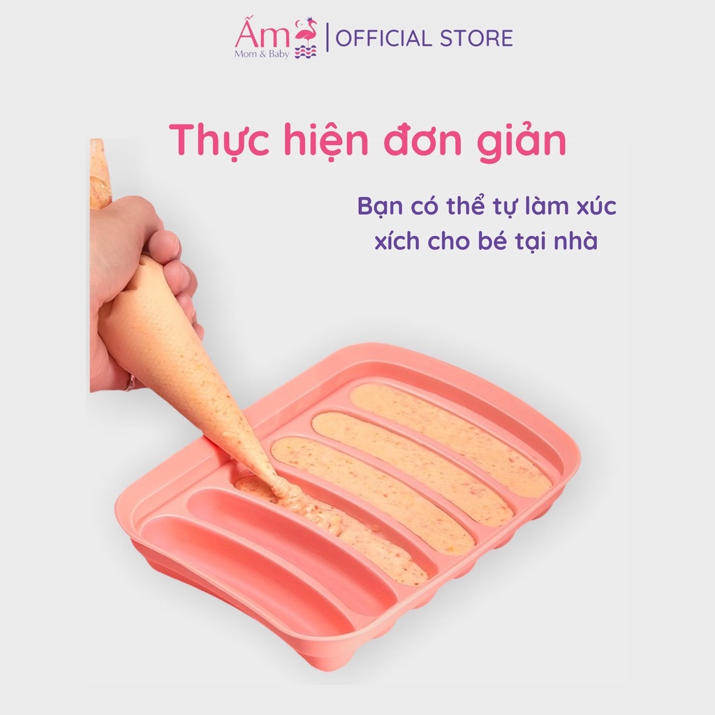 Khuôn Xúc Xích Silicone Cho Bé Ăn Dặm Ấm Baby Chia 6 Ngăn Tiện Lợi Chịu Được Nhiệt Độ Cao Ấm Gift Decor