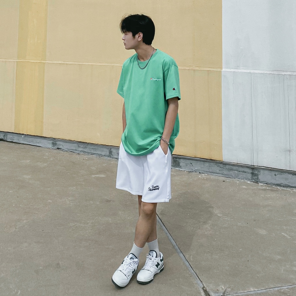 Áo thun Champion Màu Xám Đậm Chất Liệu Cotton Thoáng Mát