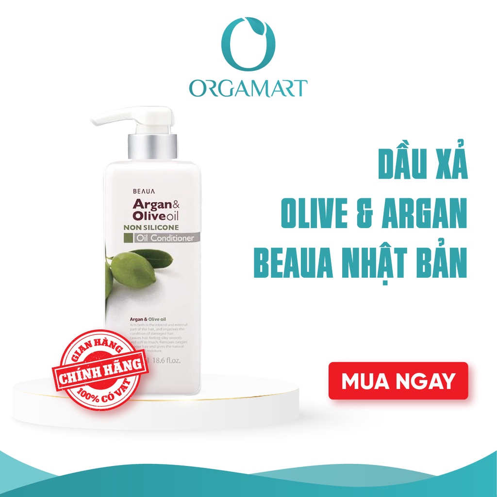 Dầu Xả Beaua Chiết Xuất Dầu Olive &amp; Argan Nhật Bản Giúp Tóc Suôn Mượt, Tóc Nhanh Mọc 550Ml