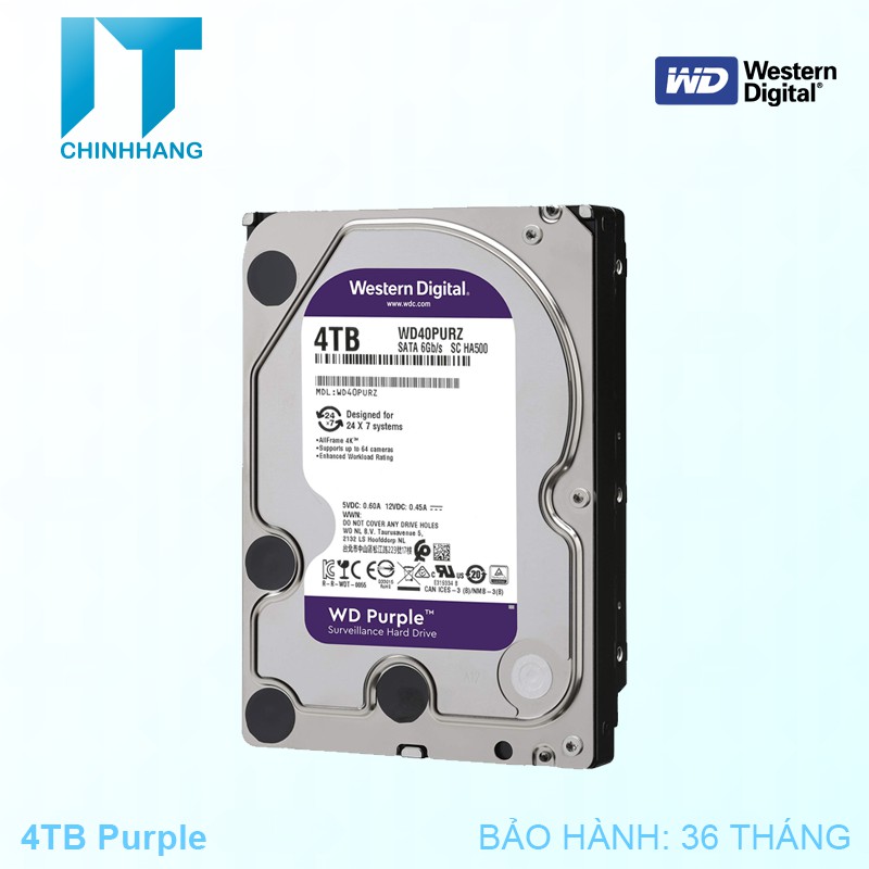 Ổ cứng gắn trong HDD WD 4Tb-PURZ - Hàng Chính Hãng