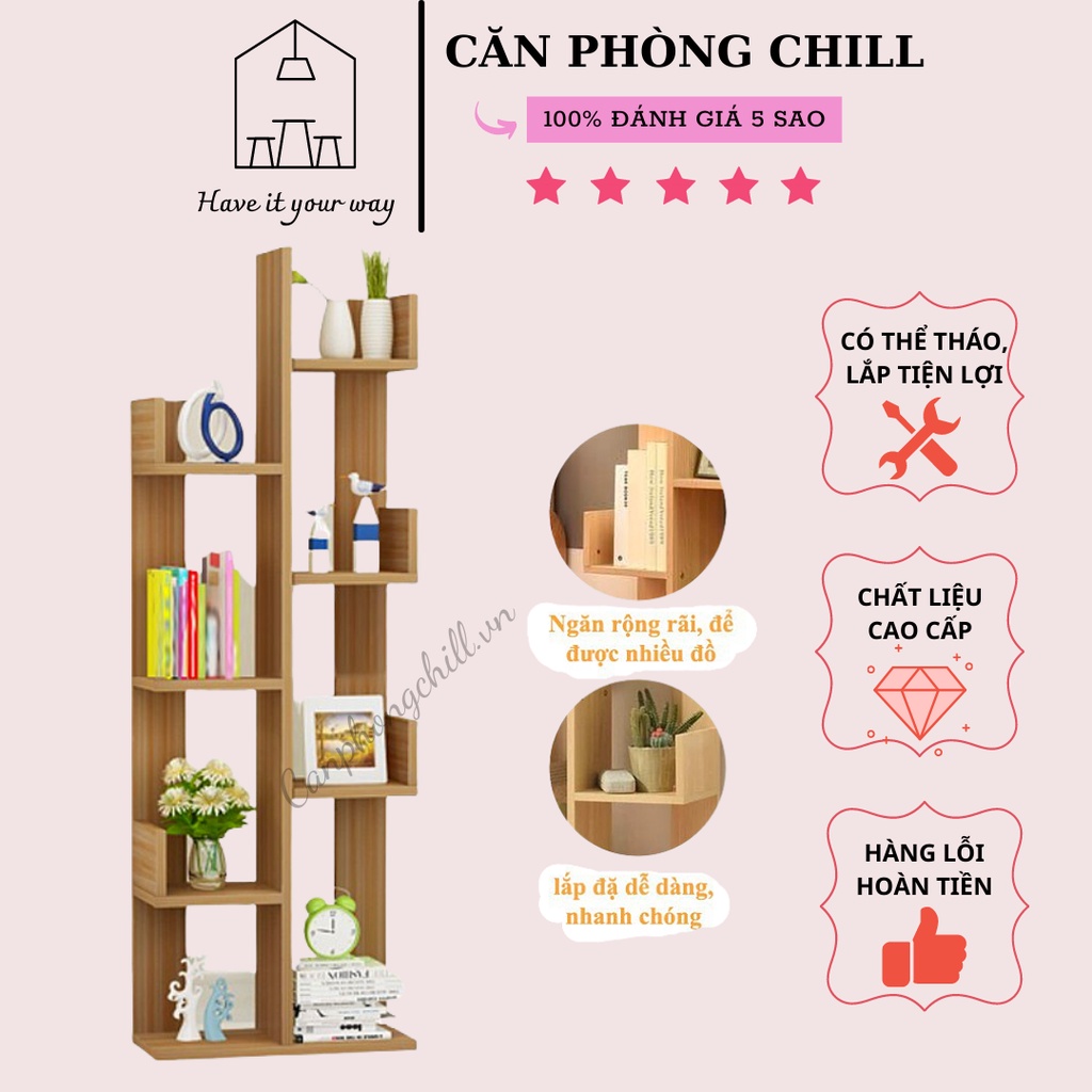 Kệ sách xương rồng - Giá sách gỗ hình cây-Thiết kế trang nhã | Sơn phủ 3 lớp Melanin, 8 ngăn 120cm- bao đổi trả