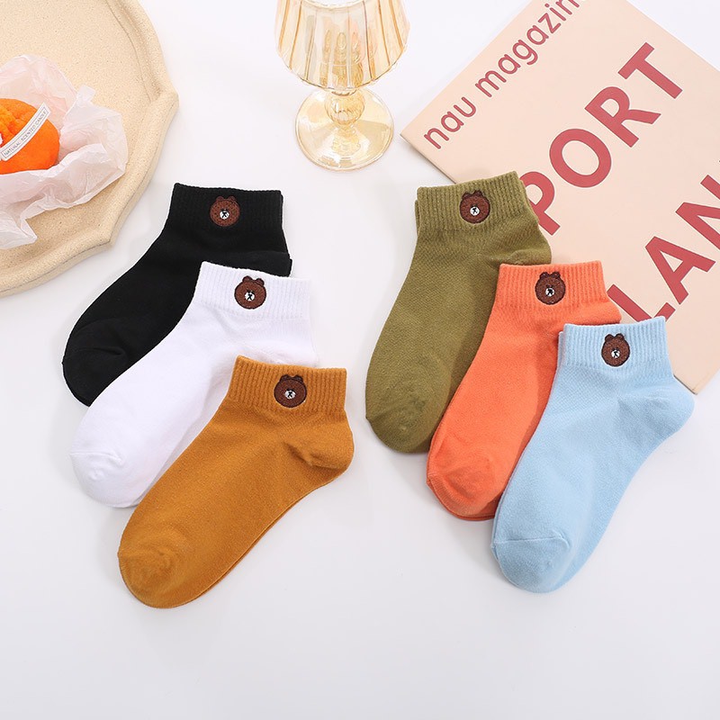 Combo 10 đôi tất thời trang gấu nữ nam 02 - vải cotton