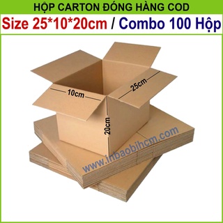 100 hộp đóng hàng 25x10x20 cm, xoay chiều hộp 25x20x10, chuẩn ship cod, thùng carton, hộp giấy giá rẻ, inbaobi.hcm