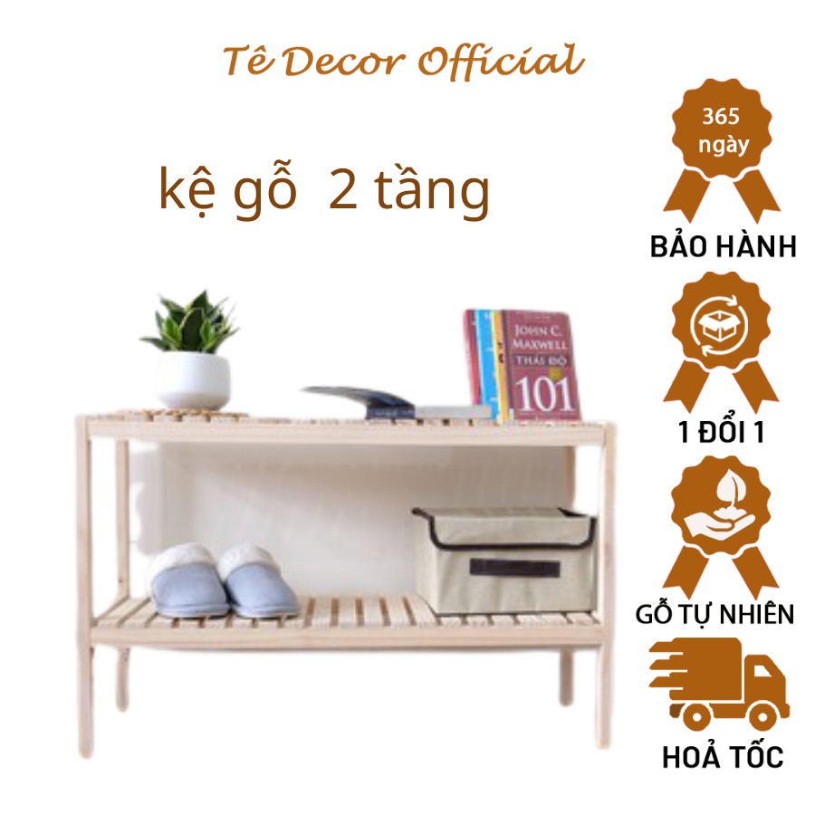 Kệ giày dép gỗ thông Tee Decor - Giá để giày dép lắp ghép dễ dàng - Chịu lực tốt, Decor nhà xinh phong cách Hàn Quốc