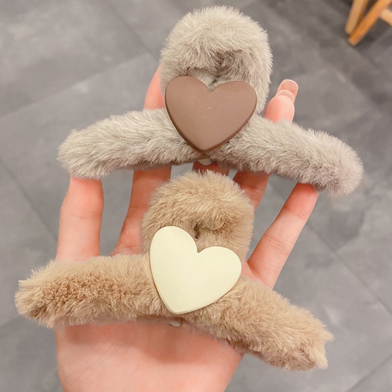 Kẹp tóc hình trái tim bằng nhung chống trượt tiện dụng