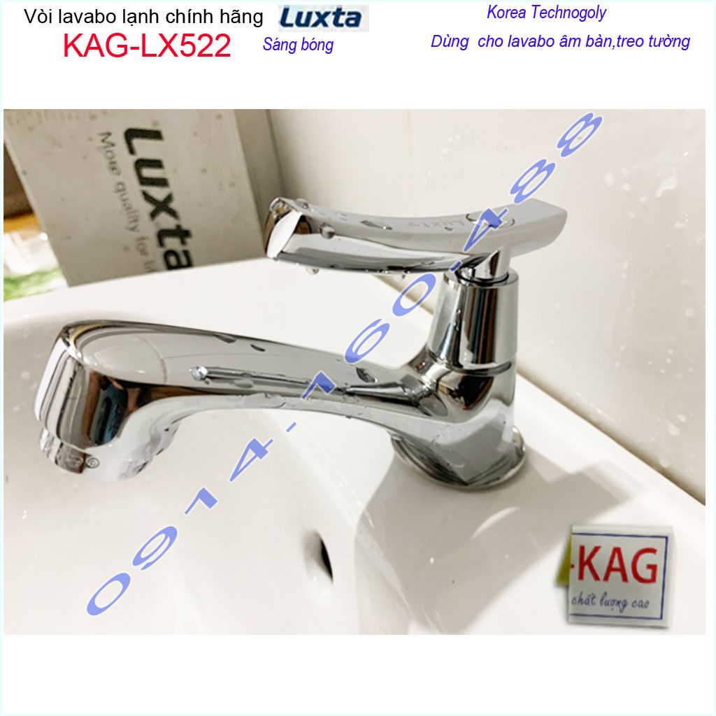 Vòi lavabo lạnh Luxta KAG-LX522 tay cong gạt, vòi chậu rửa mặt nước mạnh thiết kế đẹp siêu bền
