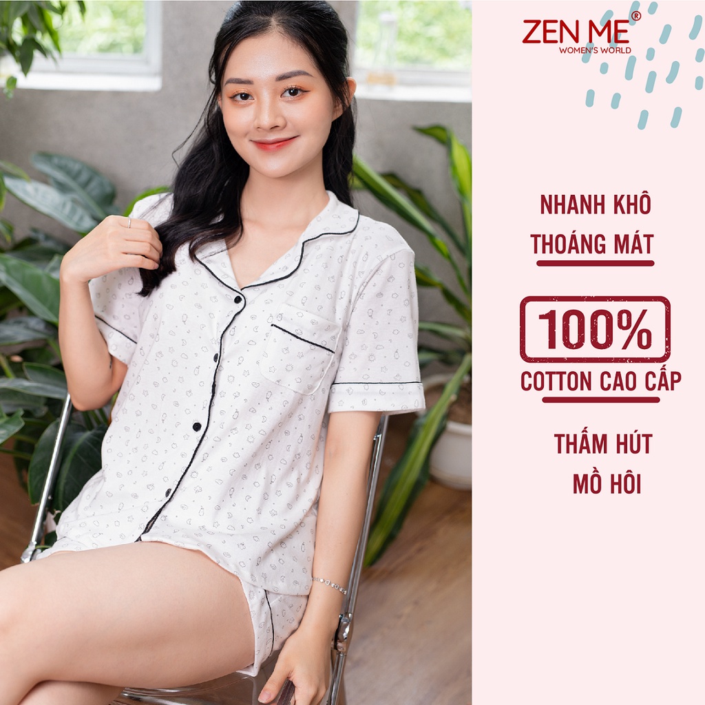 Đồ Bộ Nữ Mặc Nhà Phong Cách Pijama Họa Tiết Đa Dạng Chất Liệu Cotton Mền Mát PJC0622, Zen Me Women's World