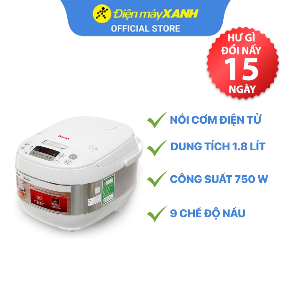 Nồi cơm điện tử Tefal RK752168 1.8 lít  750 W lòng nồi chống dính - Chính hãng BH 24 tháng