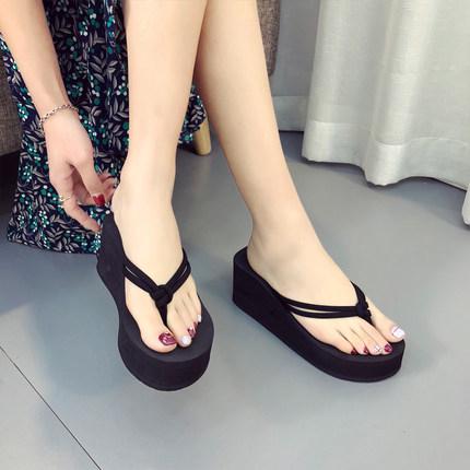 ✨Giày đi biển gót nêm Giày cao gót dành cho nữ ※ Giày đi biển đế nêm chống trượt Dép xỏ ngón thời trang Dép đế dày Mặc ngoài trời Sli