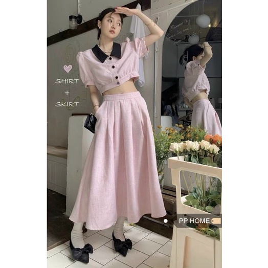 SET ÁO CROTOP dạng LỬNG VỚI CHÂN VÁY MIDI DÁNG DÀI