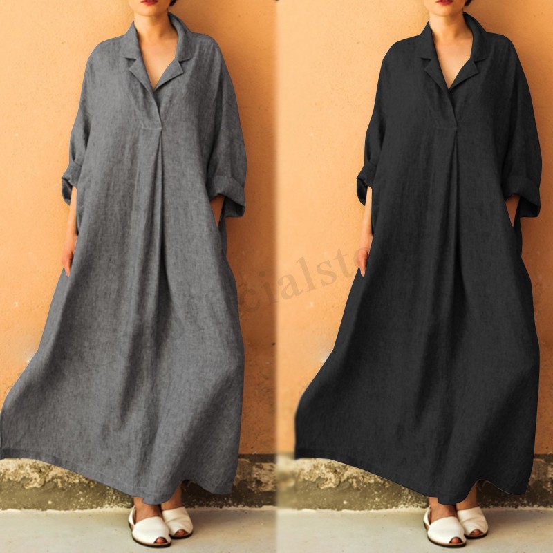 Đầm maxi form rộng phong cách cổ điển dành cho nữ
