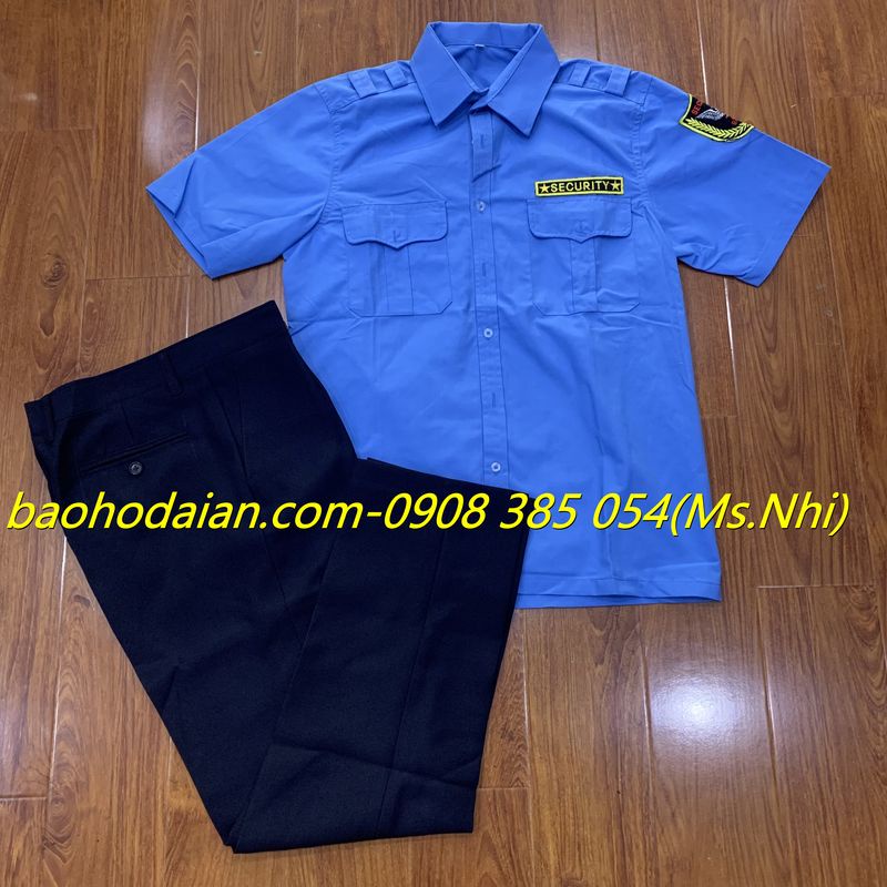 Quần áo bảo vệ ngắn tay màu xanh dương chất vải thấm hút mồ hôi