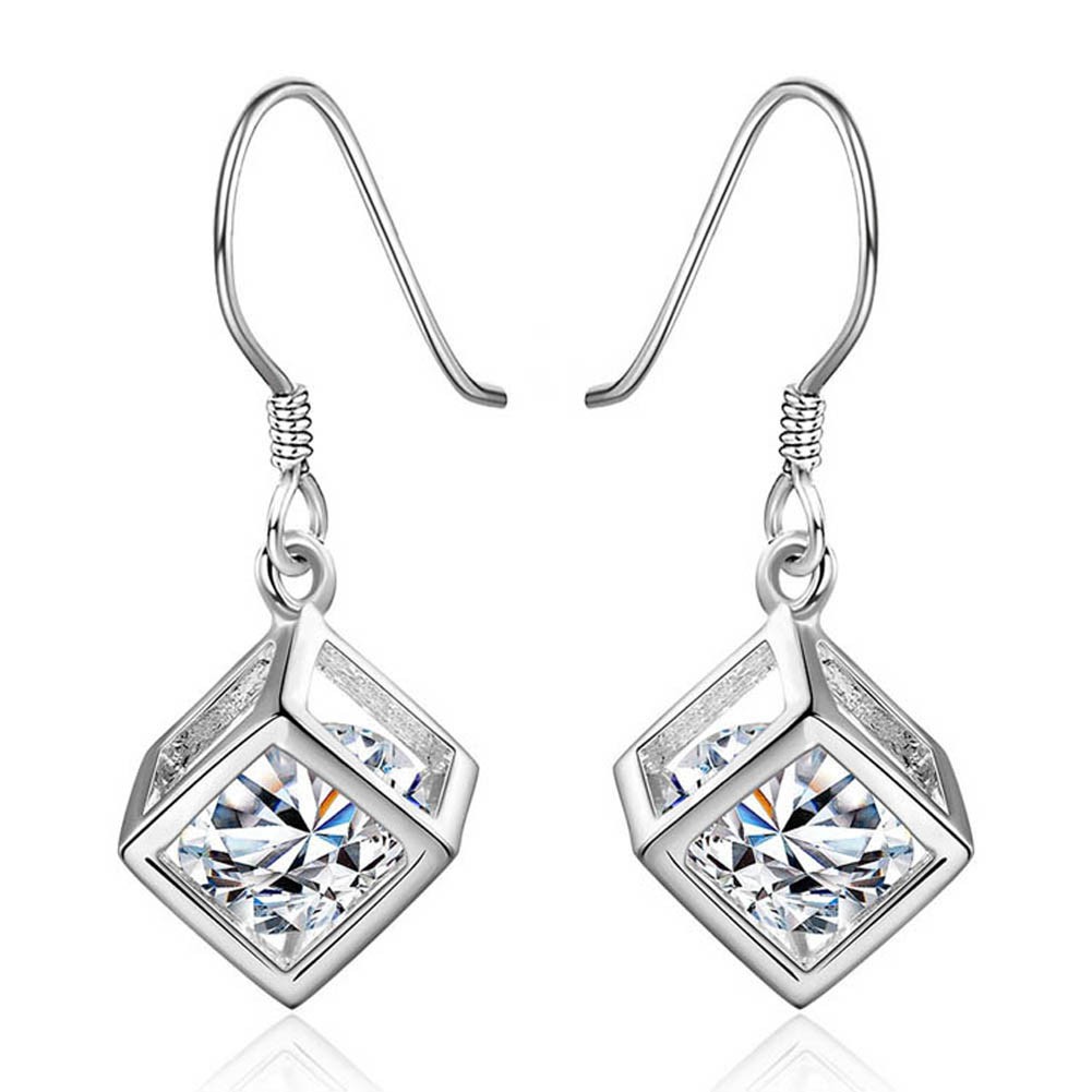 1pair Earring Crystal Cube Shape Earrings