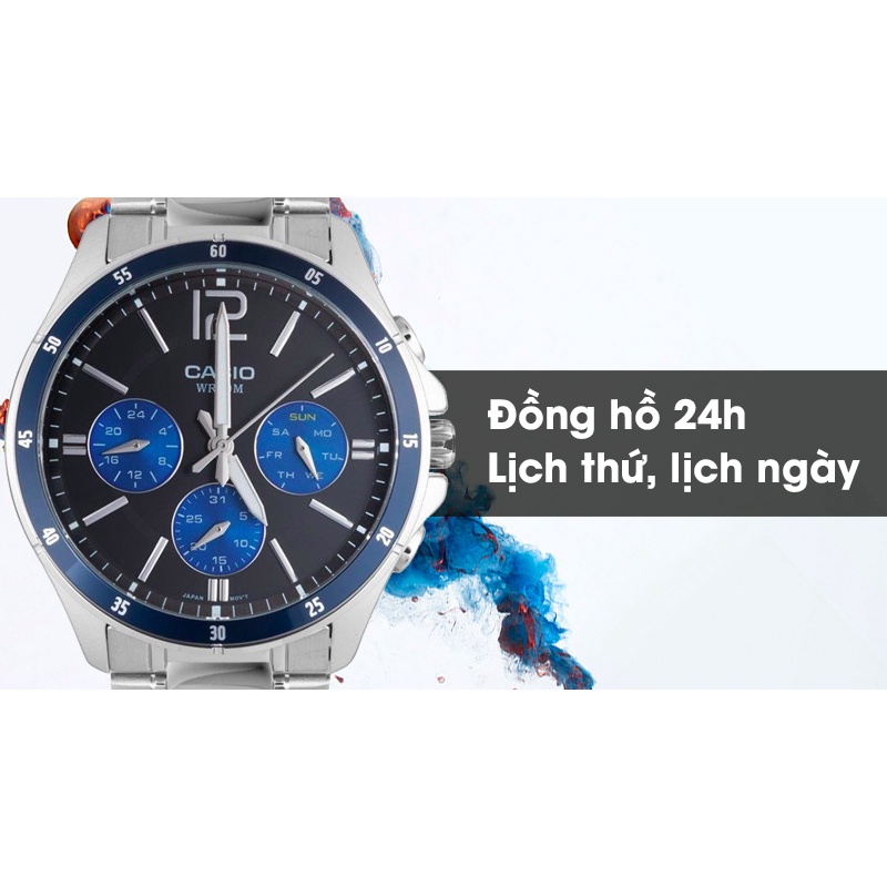 Đồng hồ nam Casio MTP dây kim loại chính hãng Anh Khuê MTP-1374D-2AVDF