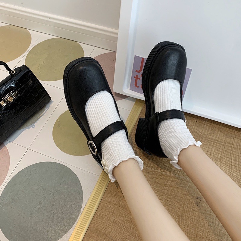 [Có sẵn+ảnh thật] Giày búp bê nữ ulzzang quai ngang đế cao 4cm mã 03 | BigBuy360 - bigbuy360.vn