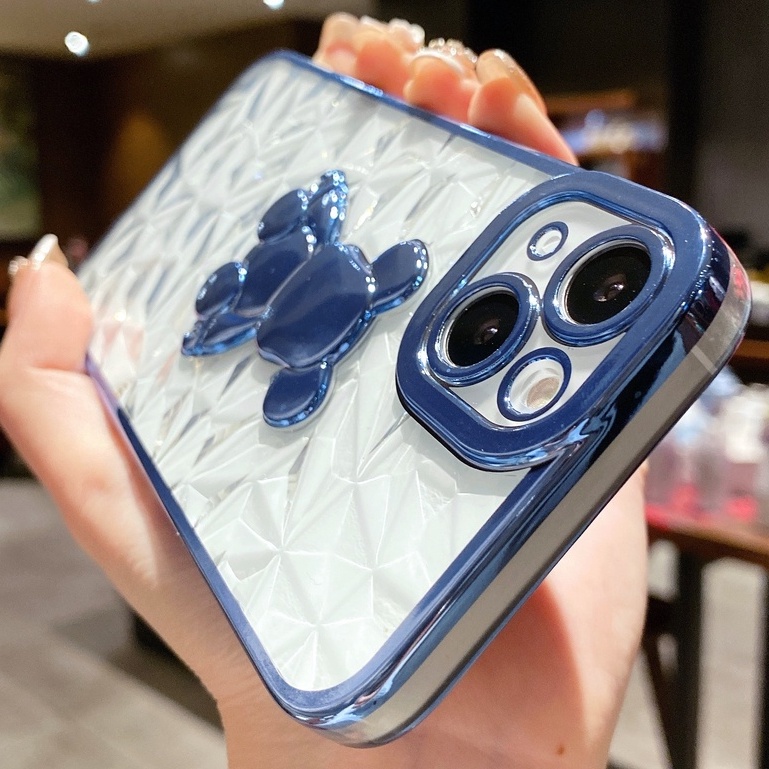 Iphone 7 plus 8 plus xr xs max 11 pro max 12 pro max 13 pro max 3d bear ice crystal clear ốp lưng