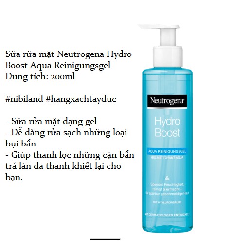 Sữa rửa mặt Neutrogena Hydro Boost Aqua Gel