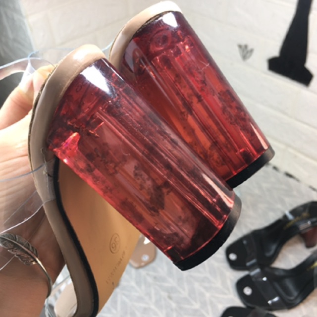 {MỚI} SANDAL QUAI TRONG GÓT TRỤ ĐỎ 9 PHÂN {S91)