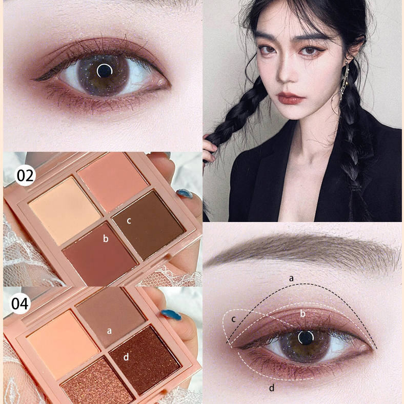 (Hàng Mới Về) Bảng Phấn Mắt 4 Màu Kim Tuyến Lấp Lánh