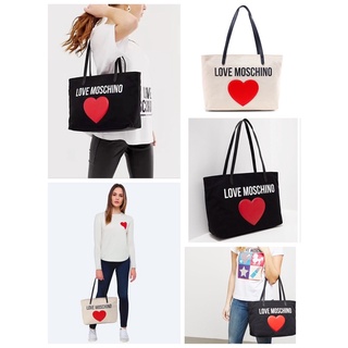 TNS-Túi tote canvas vừa laptop khoá kéo miệng túi siêu trendy Moz shopper bag-màu trắng và đen logo trái tim nổi bật
