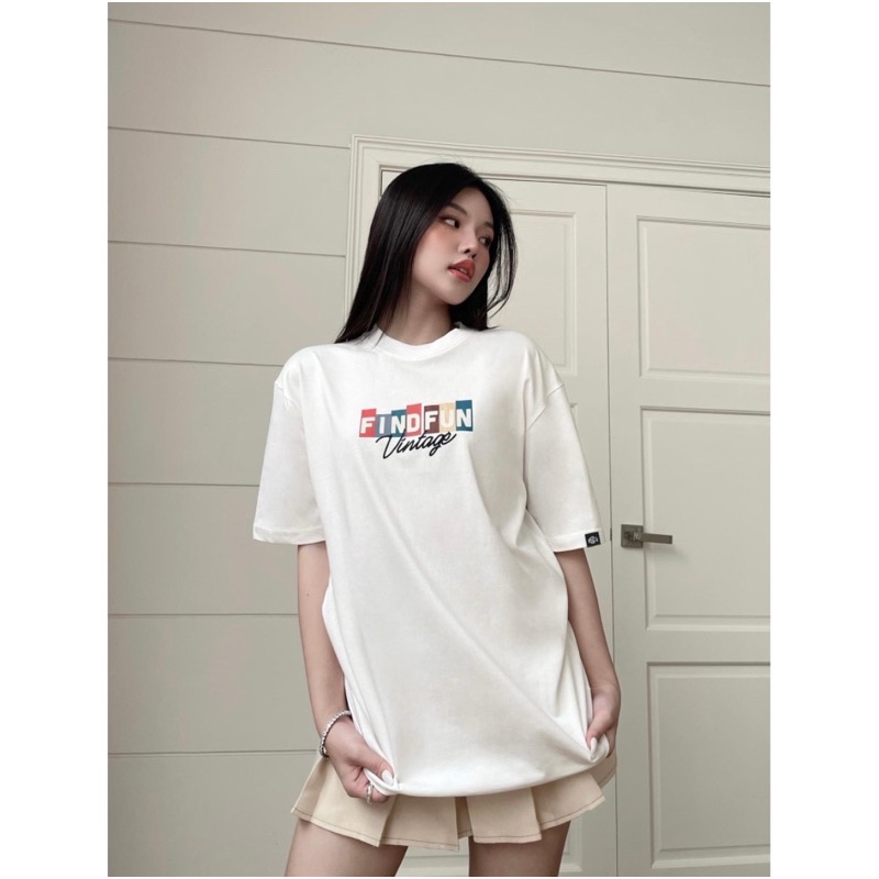 Áo thun phông logo tay nam nữ PINK tay lỡ form rộng FINDFUN Unisex