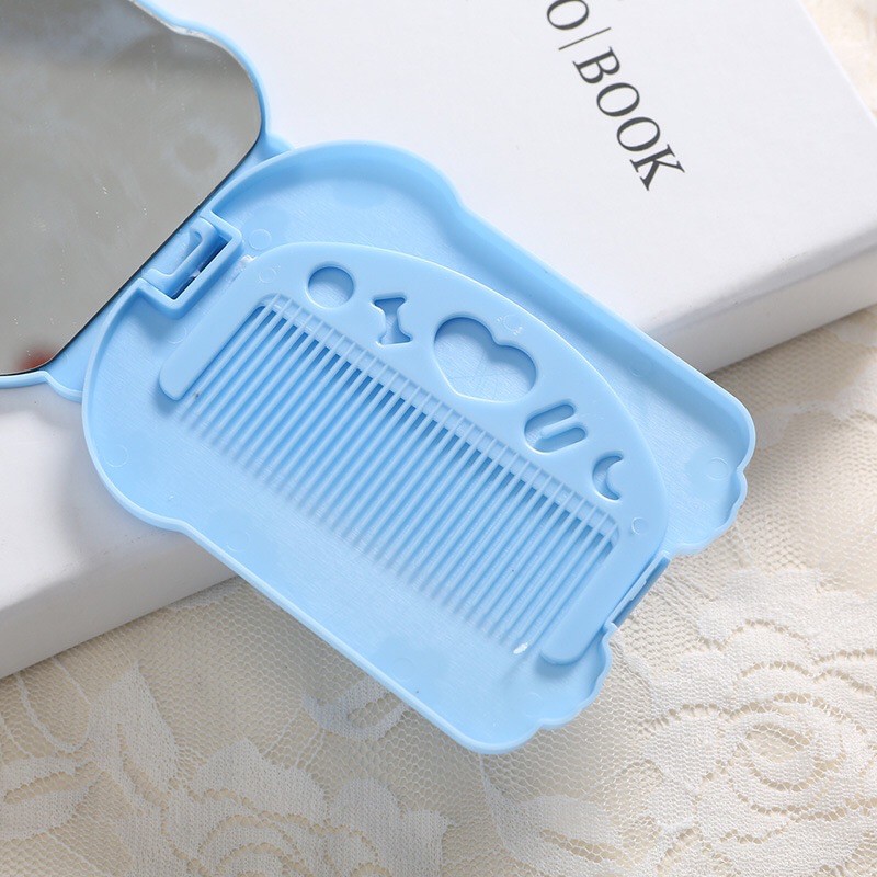Gương mini trang điểm gấp gọn kèm lược (giao ngẫu nhiên)