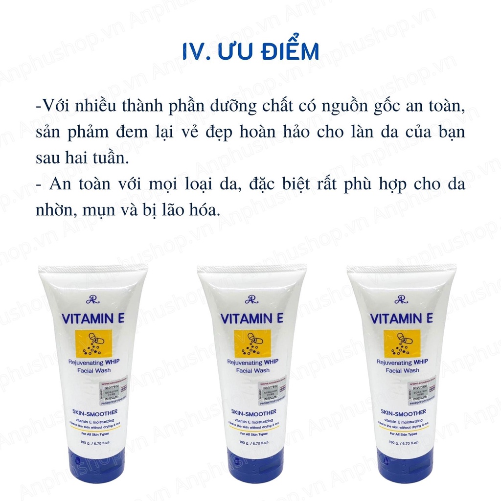Sữa Rửa Mặt Vitamin E Aron Thái Lan 190g ( Hàng chính hãng)