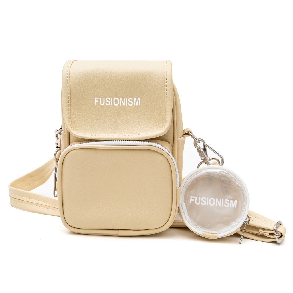 Túi Đeo Chéo Da Fusionism - Leather Bag - Màu Kem - Unisex