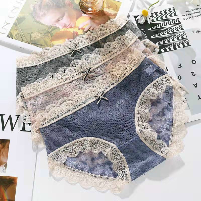 Quần Lót Nữ Ren Gấm Sexy phối viền ren gợn sóng quyến rũ tôn dáng sexy mẫu A43