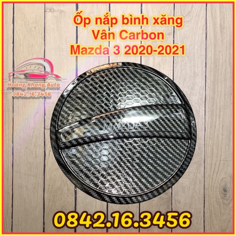 Ốp nắp bình xăng mazda 3 đời 2020 - 2021, 2 mẫu Carbon và mạ Crom