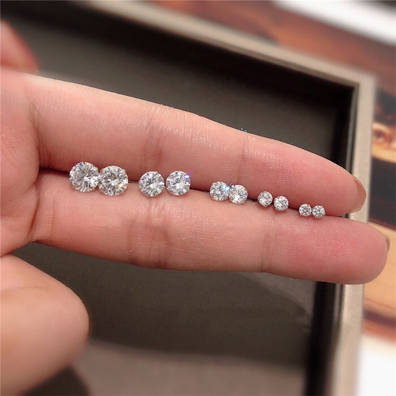 1 Khuyên Tai Tròn Đính Đá Zircon Đơn Giản Thời Trang Phong Cách Hàn Quốc