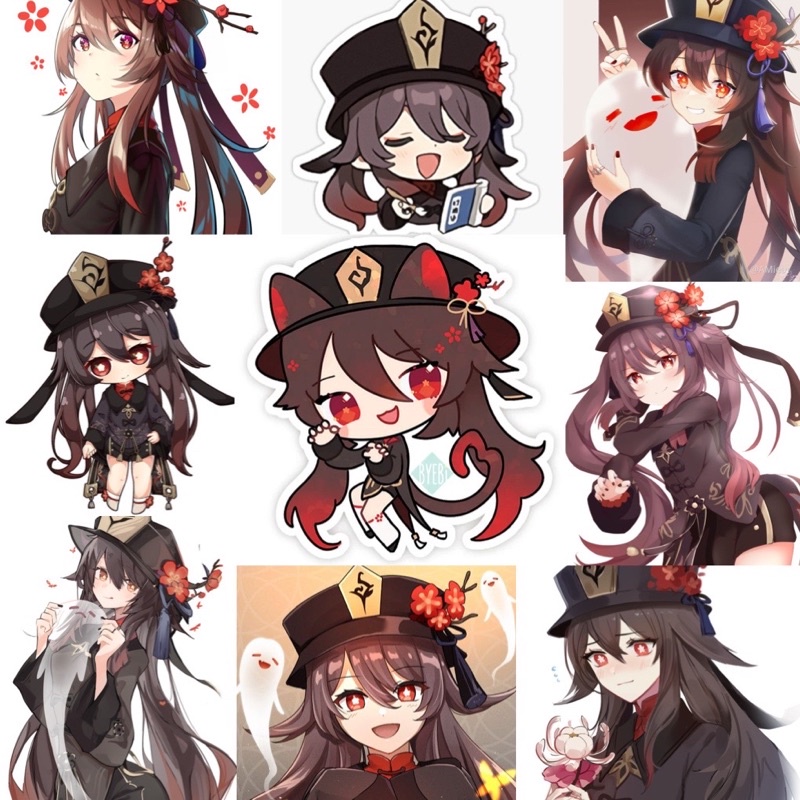Sticker dán Hutao 30-60 cái ép lụa khác nhau / Hình dán Hutao genshin impact