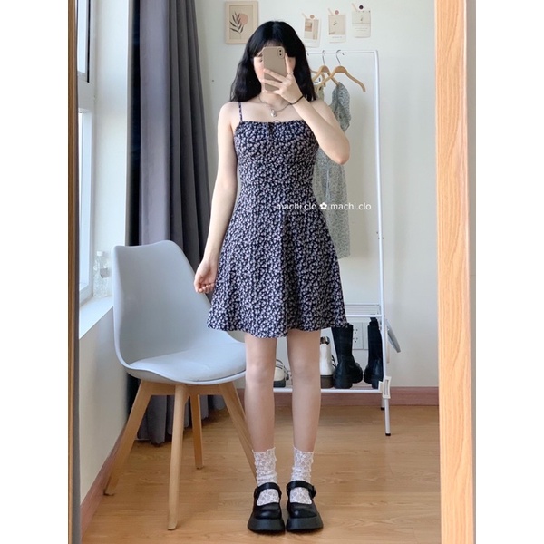 𝐕𝐢𝐨𝐥𝐞𝐭 𝐃𝐫𝐞𝐬𝐬 | Đầm hoa nhí form xoè tôn dáng (có lót)